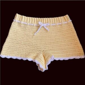 Handmade Crochet Scallop Trim Shorts